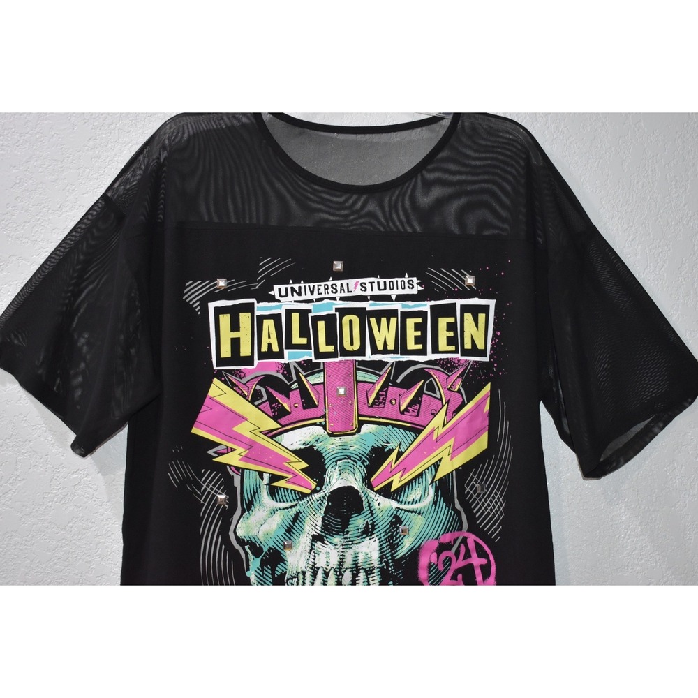 Universal Studios Halloween Horror Nights 2024 Skull Mesh Graphic Tee 2XL Black